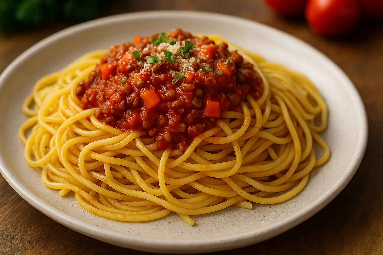 Spaghetti mit veganer Bolognese