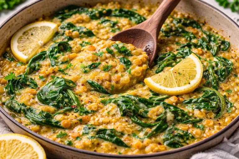 Cremige Zitronen-Linsen-Pfanne für kalte Tage