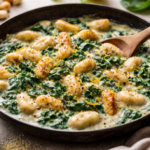 Vegane Zitronen-Gnocchi-Pfanne mit Spinat & Cashewcreme