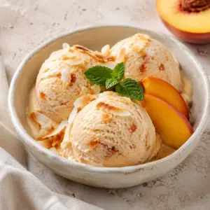Vegane Pfirsich-Kokos-Eiscreme