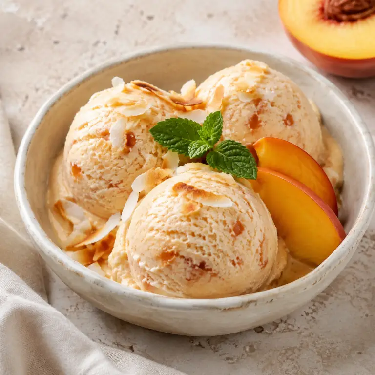 Vegane Pfirsich-Kokos-Eiscreme