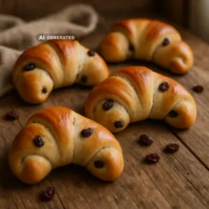 Vegane Martinshörnchen – Fluffige vegane Martinshörnchen aus Hefeteig mit Rosinen – das traditionelle Laternenumzugs-Gebäck zum Martinstag, ganz ohne Ei und Butter.