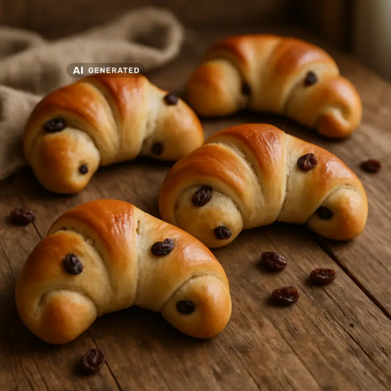 Vegane Martinshörnchen – Fluffige vegane Martinshörnchen aus Hefeteig mit Rosinen – das traditionelle Laternenumzugs-Gebäck zum Martinstag, ganz ohne Ei und Butter.